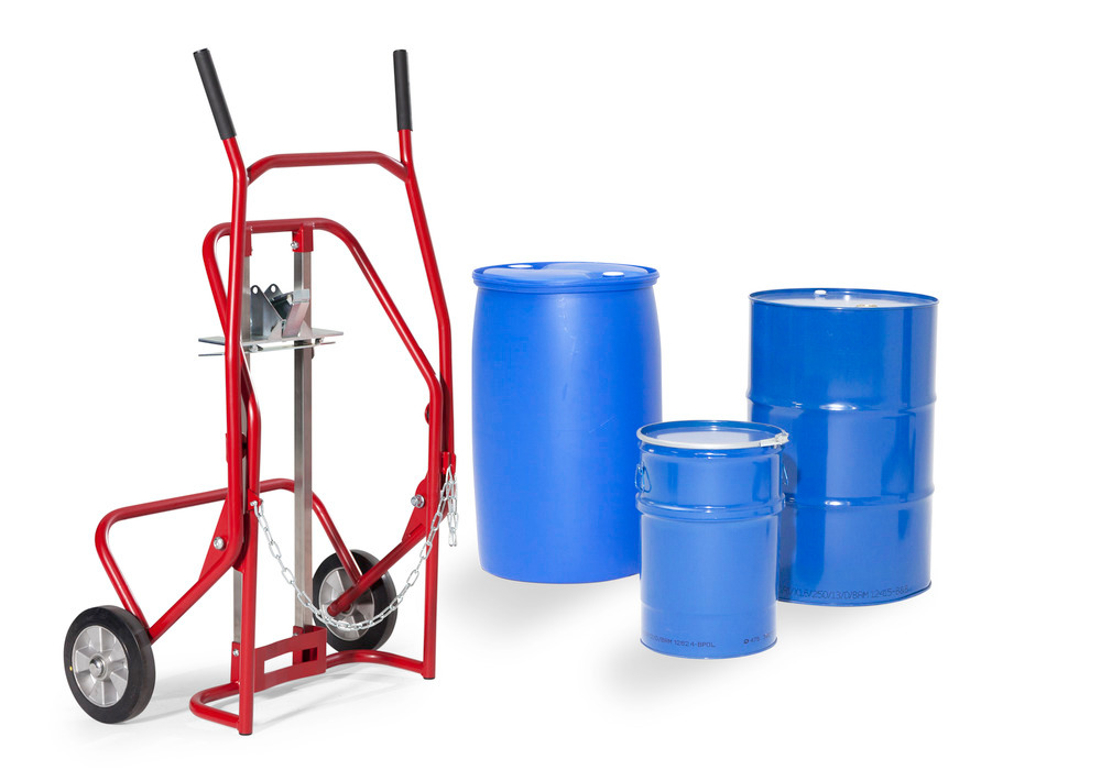 Fasskarre Secu Comfort, Stahl pulverbeschichtet, für Stahl-/ Kunststofffässer, el. ableitfähig - 1