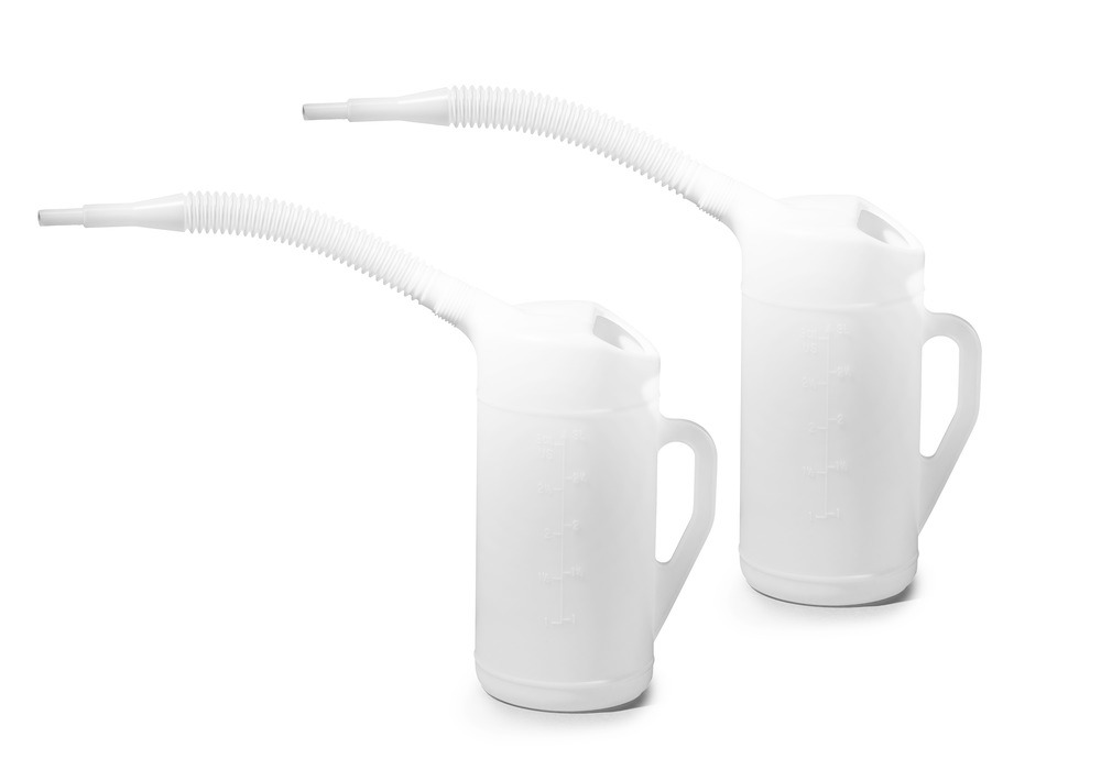 Messkanne aus PE mit flexiblem Auslauf, skaliert, 3,0 Liter Volumen, 2 Stück - 1