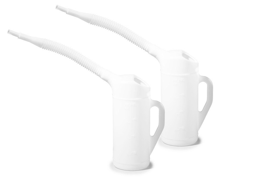 Messkanne aus PE mit flexiblem Auslauf, skaliert, 2,0 Liter Volumen, 2 Stück - 1