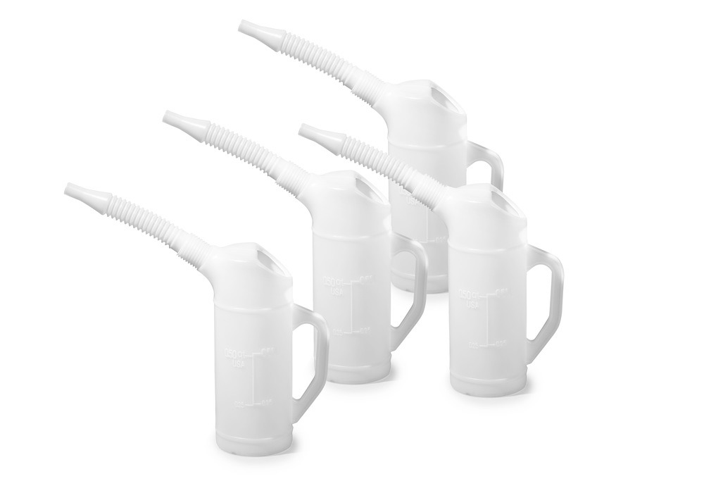 Messkanne aus PE mit flexiblem Auslauf, skaliert, 0,5 Liter Volumen, 4 Stück - 1