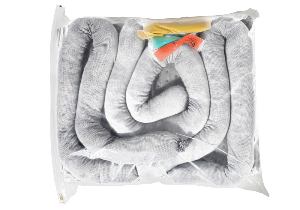 DENSORB Bindemittel-Notfall-Set im Tragebeutel mit Aufsaugmatten und Schlangen, Ausführung Öl - 1