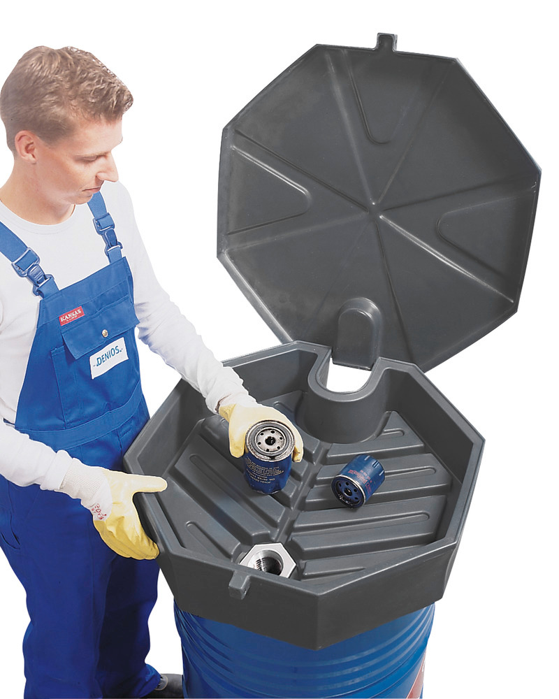 FALCON Fasstrichter aus Polyethylen (PE), 22 Liter, mit Adapter und Deckel - 1