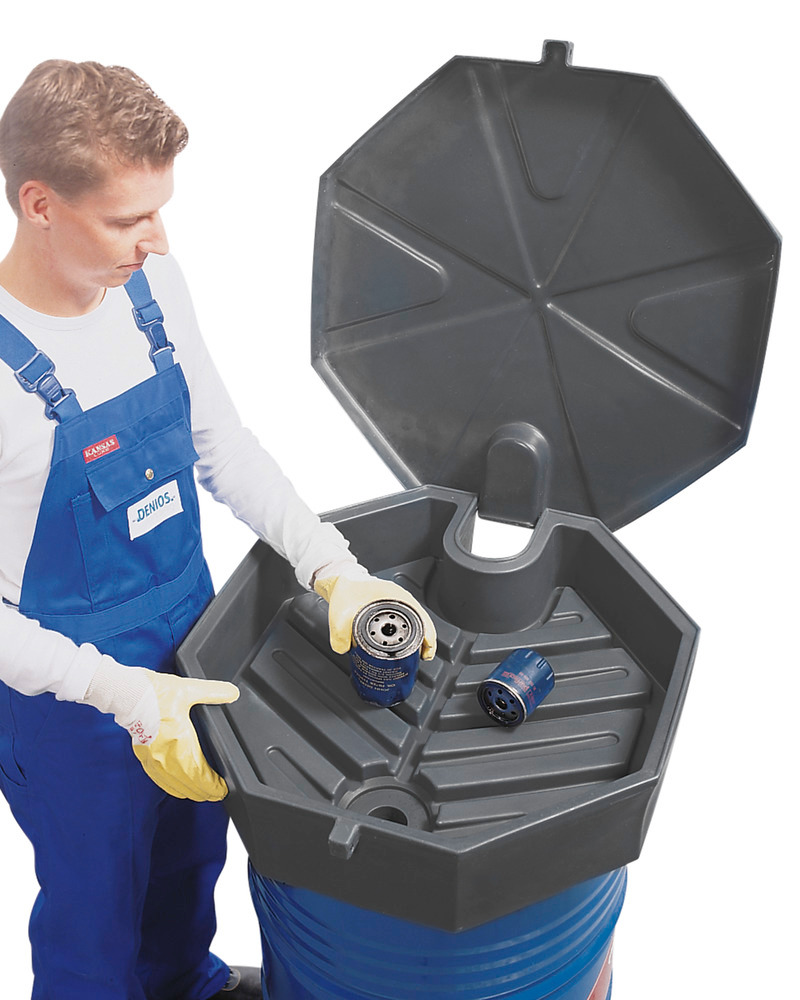 FALCON Fasstrichter aus Polyethylen (PE), 22 Liter, mit Deckel - 1