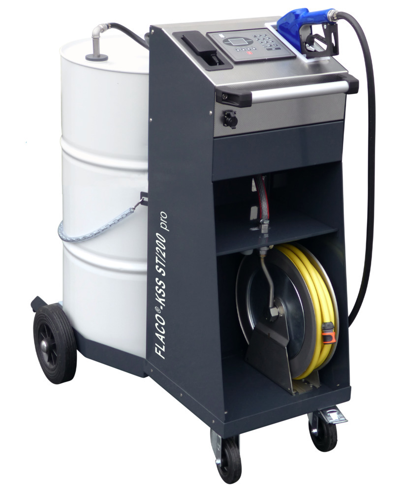 Mobiles Misch- und Befüllsystem für Kühlschmiermittel, FLACO KSS ST/200 pro, mit Schlauchaufroller - 1