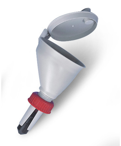Einfülltrichter f.Entsorgungskanister, PP, Verschraubung, selbstschließendem Deckel, Niveau-Anzeiger - 1