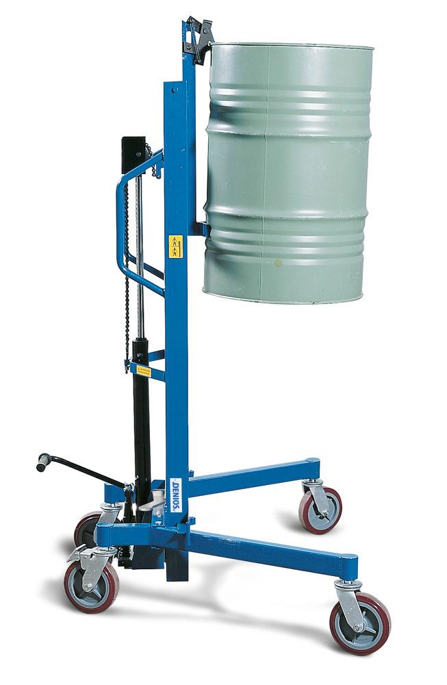 Fassheber Servo, Fassgreifer, 200-l-Stahlsickenfässer, Fahrwerk verstellbar, Hubhöhe 0-1060 mm - 1