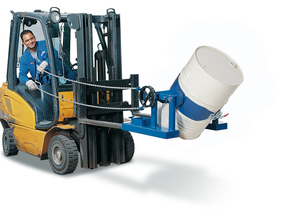 Fasswender SVK aus Stahl, lackiert, für 200-Liter-Fässer, mit Endloskette - 1