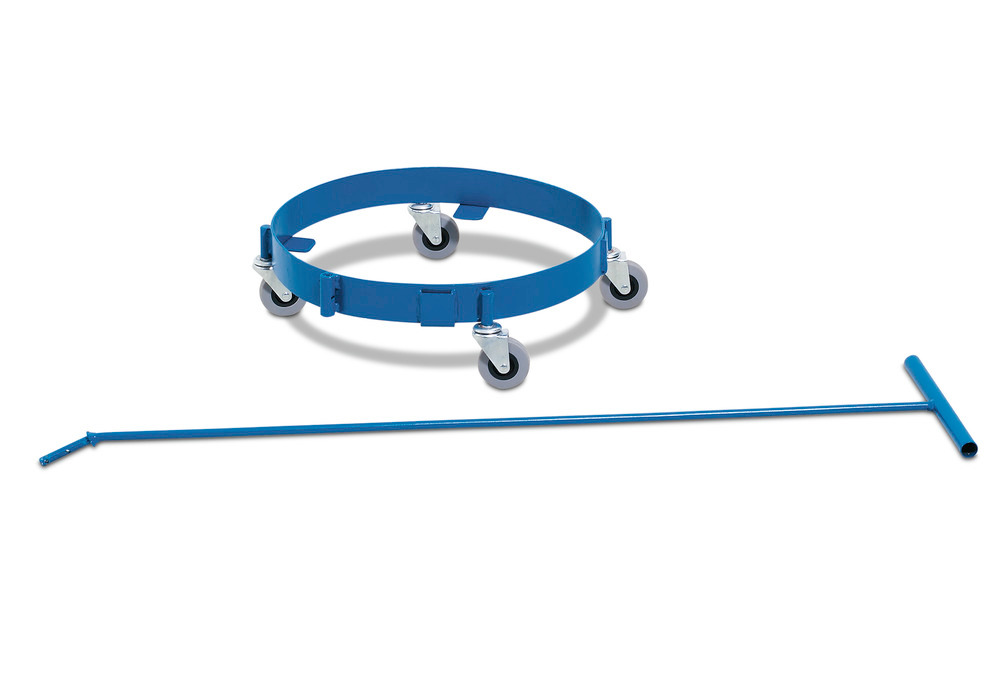 Fassrolli für ein Fass à 60 Liter, mit Zugstange und 4 Lenkrollen - 1