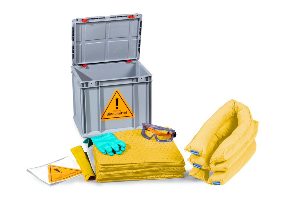 DENSORB Bindemittel-Notfall-Set in mobilem Euro-Stapelbehälter, Ausführung Spezial - 1
