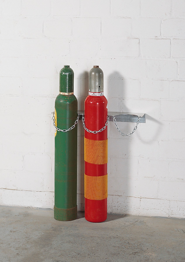 Gasflaschen-Wandhalterung aus Stahl, für 3 Gasflaschen mit max. Ø: 140 mm - 1