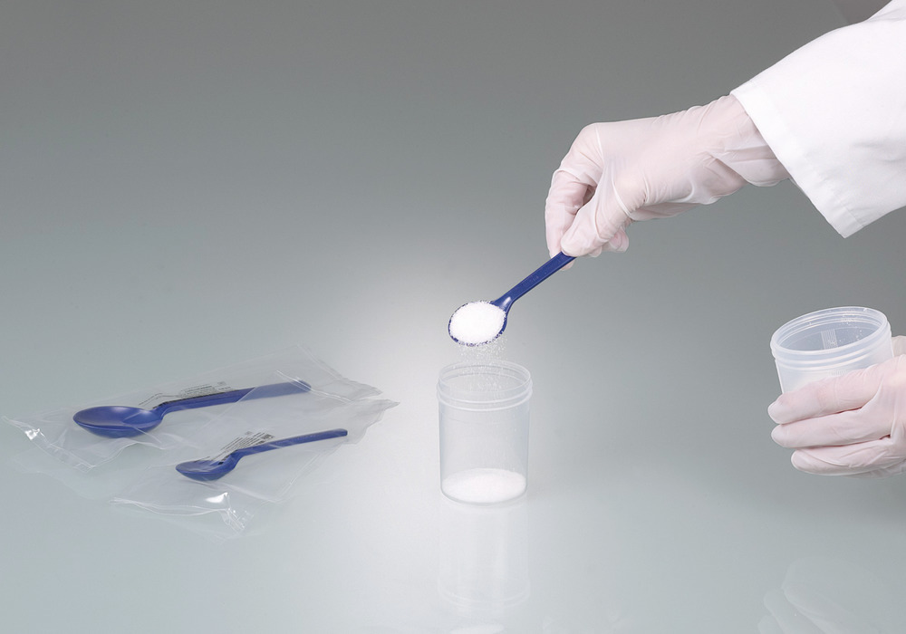 Detektierbare Löffel, aus Polystyrol, 10 ml, blau, einzeln verpackt/steril, Pack à 100 Stück - 1