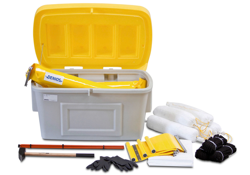 Ölsperren-Starter-Set, inkl. 2 Schnelleinsatz-Ölsperren à 5 m und Ölbindemitteln, für die Industrie - 1