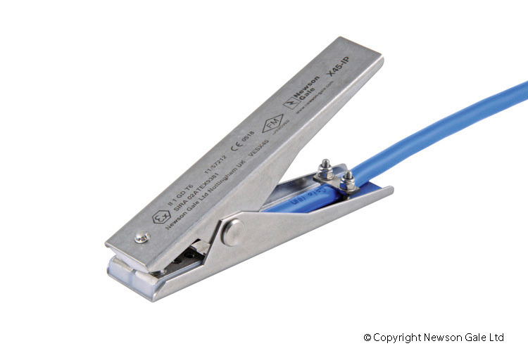 Edelstahl-Erdungszange Medium Duty, 2-polig m. Schnellkupplung, L 120 mm, Öffnungsweite 15 mm, Atex - 1