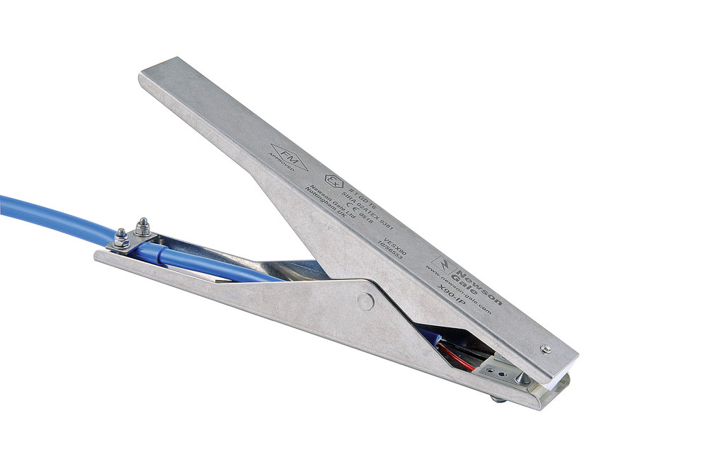 Edelstahl-Erdungszange Heavy Duty, 2-polig m. Schnellkupplung, L 235 mm, Öffnungsweite 40 mm, Atex - 1