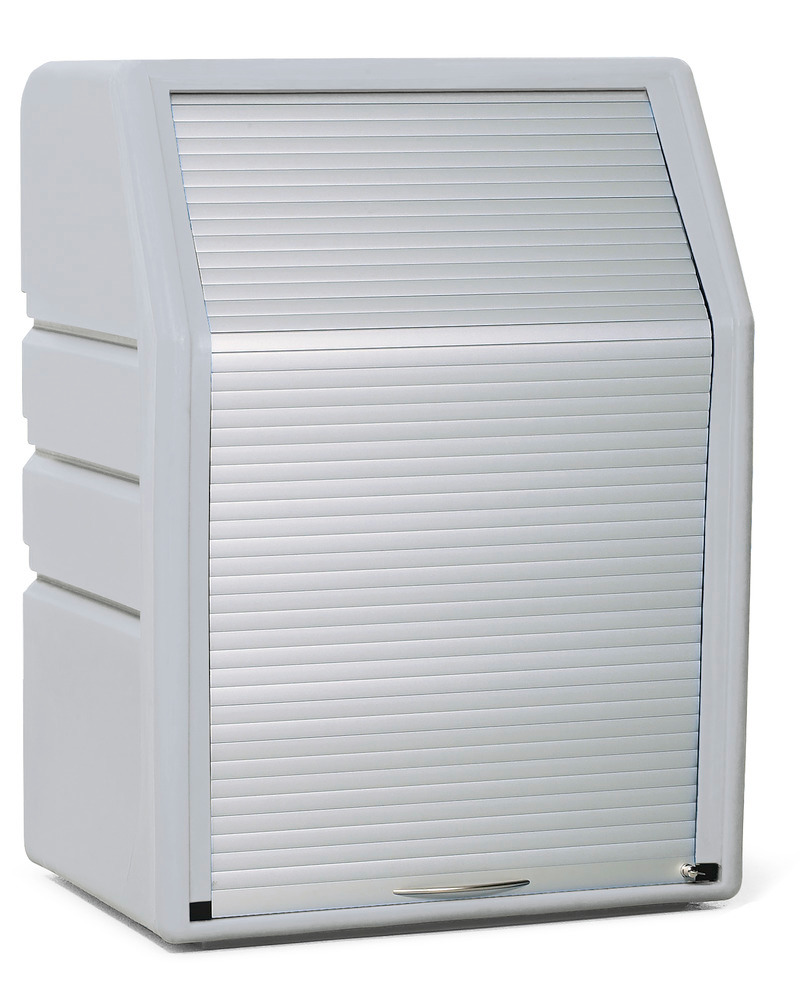 DENSORB Notfallset im Sicherheitsschrank, mit Bindevliesrolle, Ausführung Spezial, mit Jalousie - 1