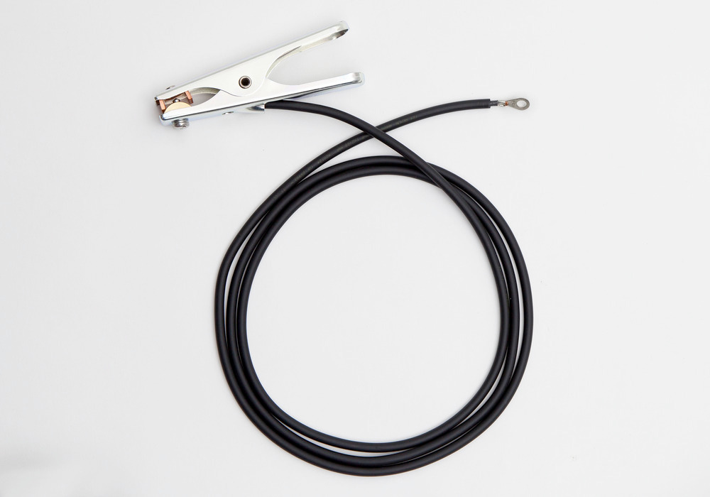 Erdungskabel mit 1 Erdungszange / 1 Ringkabelschuh und Isolierung, 2 m Kabellänge - 1
