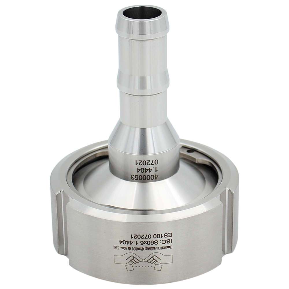 IBC-Edelstahl-Adapter, mit 19 mm Schlauchtülle, für Anschluss S60x6 - 1