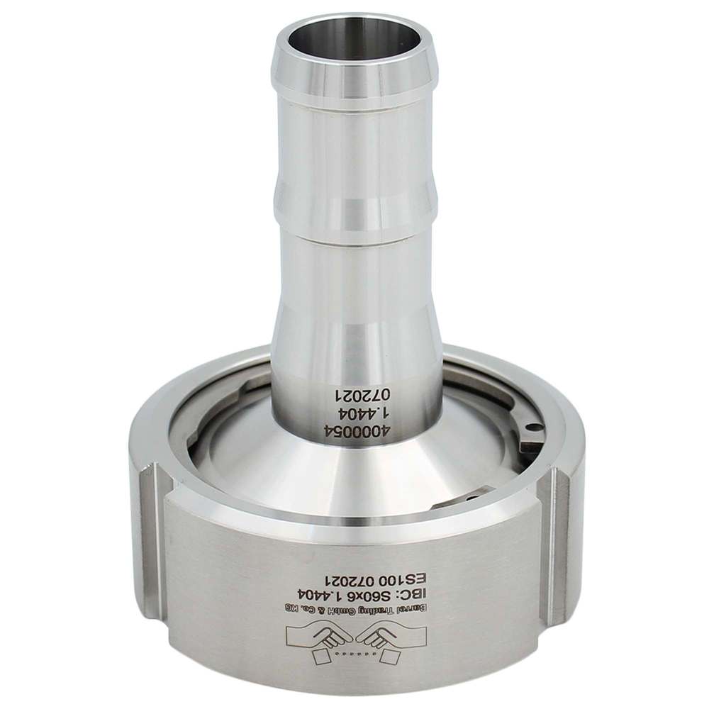 IBC-Edelstahl-Adapter, mit 25 mm Schlauchtülle, für Anschluss S60x6 - 1