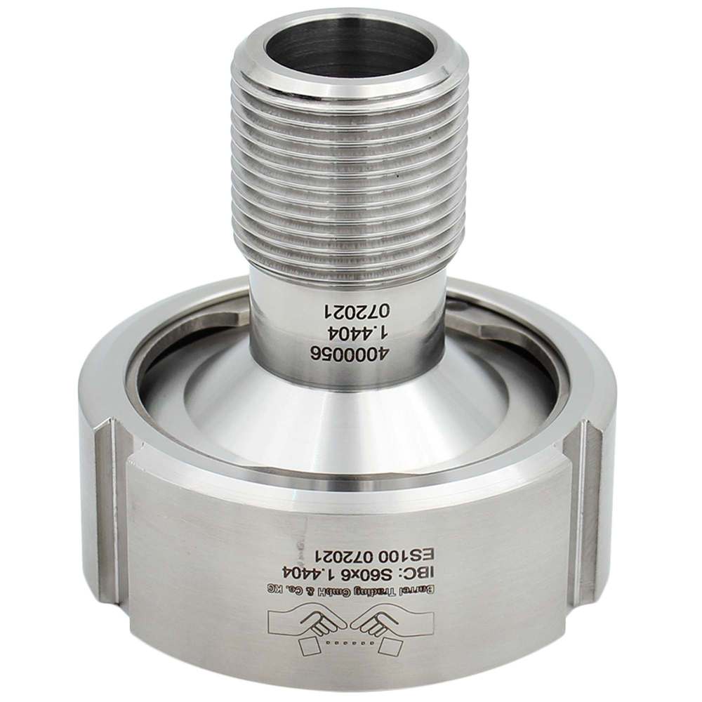 IBC-Edelstahl-Adapter, mit 1" Feingewinde AG, für Anschluss S60x6 - 1