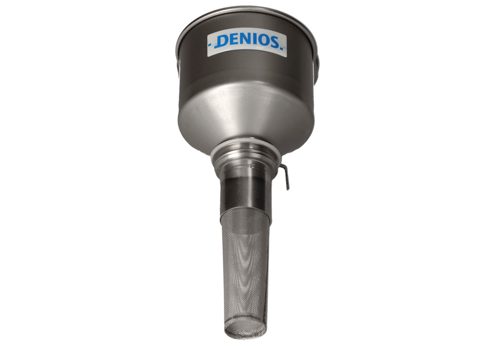 Sicherheitstrichter aus Edelstahl, für Behälter mit Gewinde S56x4, inkl. Deckel und Flammensperre - 1