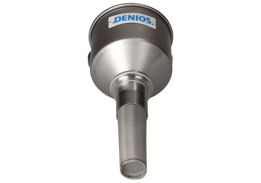 Sicherheitstrichter aus Edelstahl, für Behälter mit 2" Trisure-Gewinde, inkl. Deckel u.Flammensperre - 1