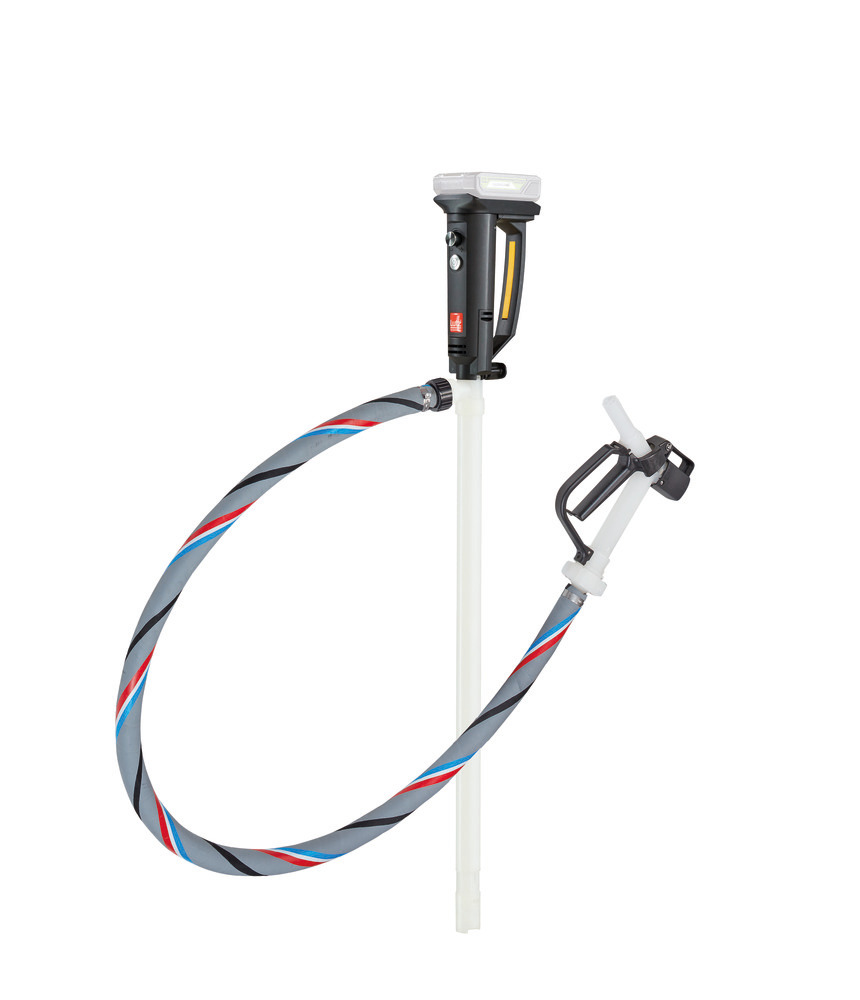 Akku-Pumpe B2 aus PVDF, für aggressive Säuren, 260 W, 700 mm Tauchtiefe, Schlauch 1,5 m, Zapfventil - 1