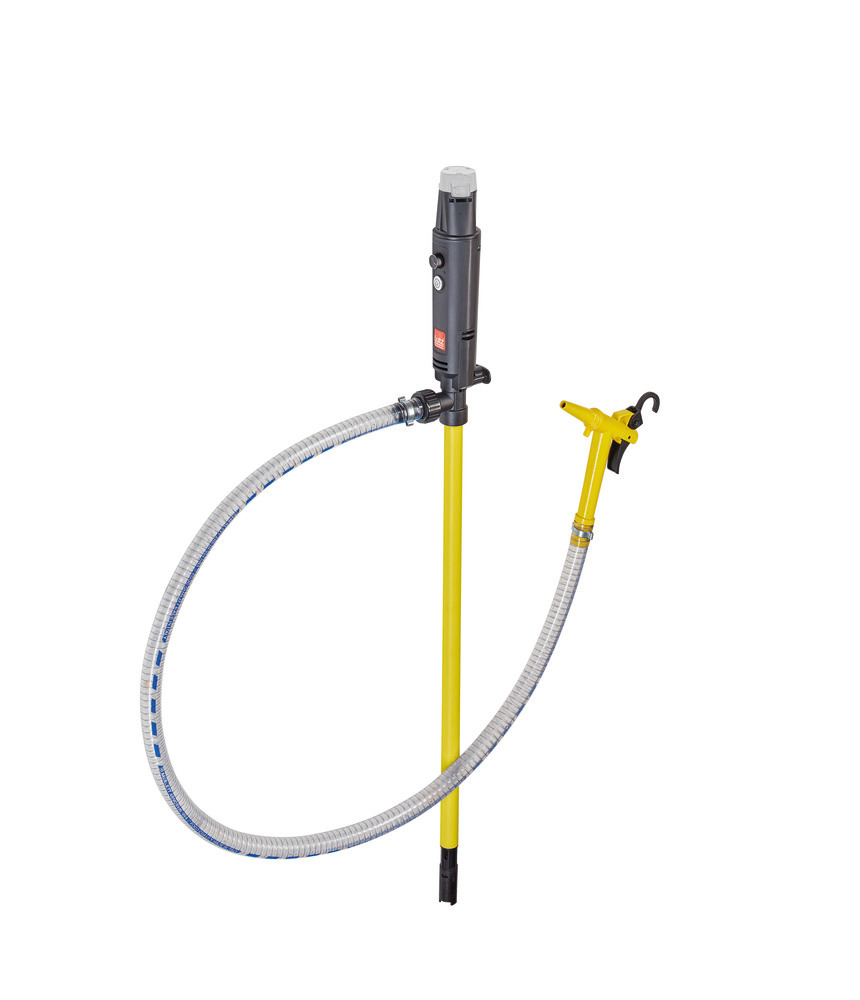 Akku-Pumpe B1 aus PP, für Chemikalien, 75 W, 1000 mm Tauchtiefe, Schlauch 1,5 m, Zapfventil - 1