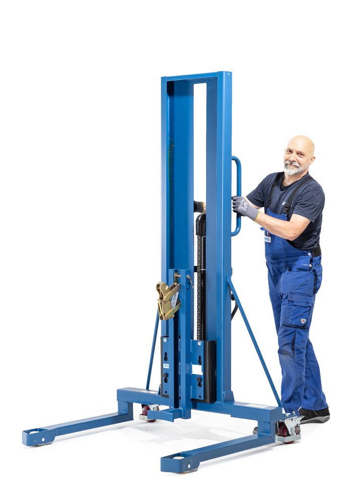 Fassheber Servo, Fassgreifer, 60- bis 200-l-Stahlfässer, Fahrwerk breit, Hubhöhe 0-1390 mm - 1