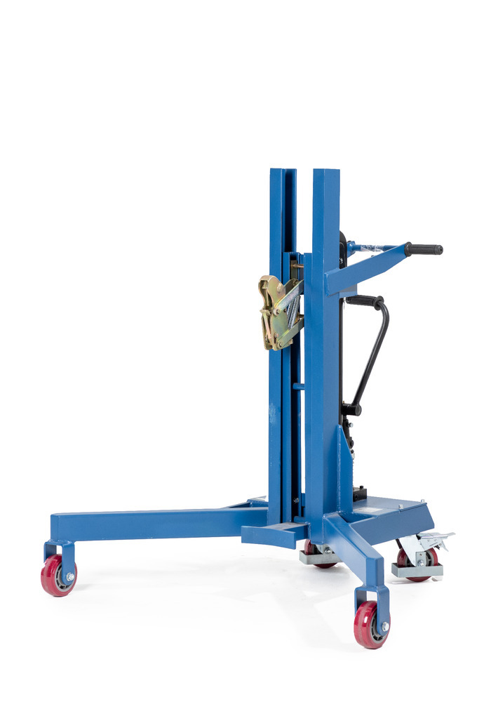 Fassheber Servo Eco, Fassgreifer, 200-l-Stahlfässer, Fahrwerk V-Form, Hubhöhe 0-485 mm - 1