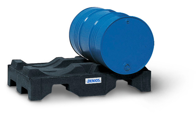 Fasspalette aus Polyethylen (PE), für 2 Fässer à 200 Liter, schwarz, für die liegende Lagerung - 1