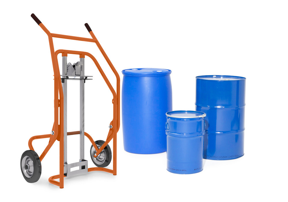 Fasskarre Secu Comfort, Stahl pulverbeschichtet, Vollgummi-Bereifung, für Stahl-/ Kunststofffässer - 1